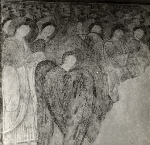 Anonimo — Anonimo romano sec. IX - S. Maria in Cosmedin, arco trionfale: Santi, angeli e cherubini — particolare